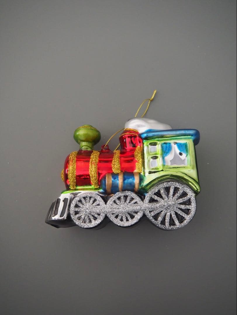 ミッキー＆ミニー＆汽車　ガラスのオーナメント