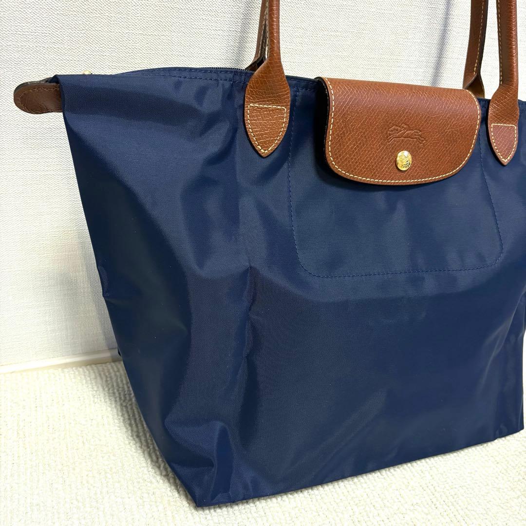 美品✨ロンシャン ル プリアージュ トートバッグ　ネイビー　Lサイズ　ロング