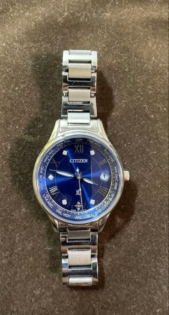 ⌚️シチズン xCエコドライブ電波ティタニアラインハッピーフライト青夜⭐️文字盤
