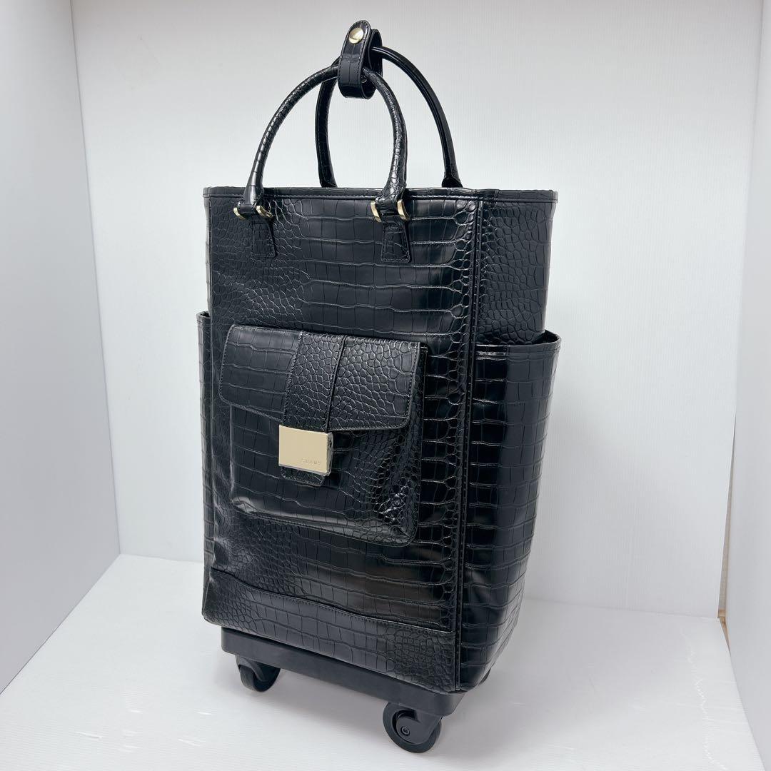 未使用✨スワニー クロコ型押し キャリーバッグ トートバッグ 黒 旅行 高級