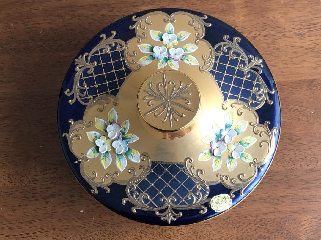 蓋つきチュリーン ☆ ボヘミアングラス ジャスミンコバルト