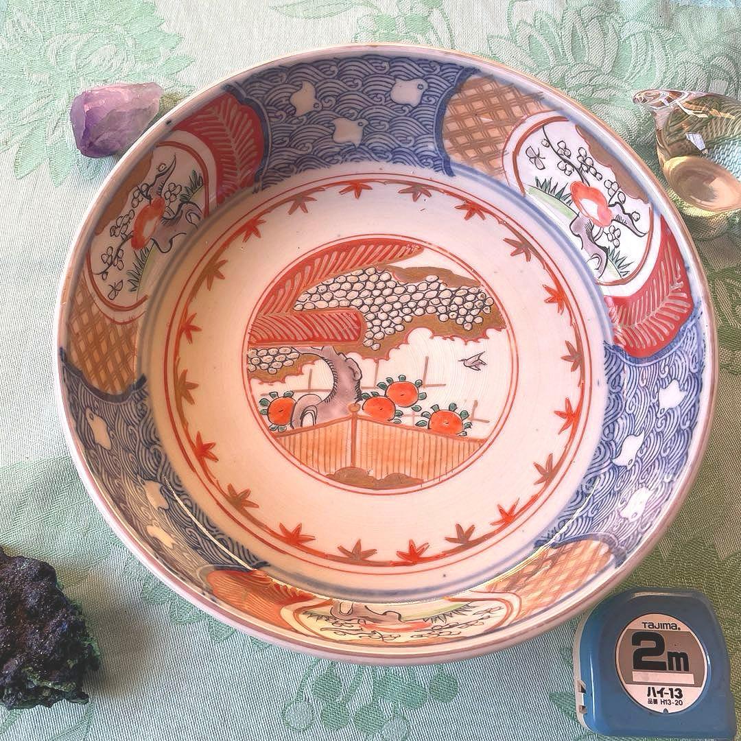 幕末明治　金彩　色絵　染付　印判　深鉢