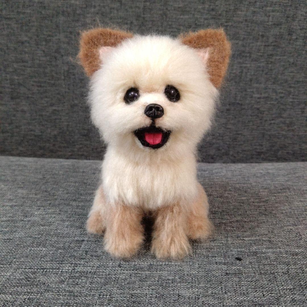 chama　羊毛フェルト＋毛糸　MIX　犬　ハンドメイド