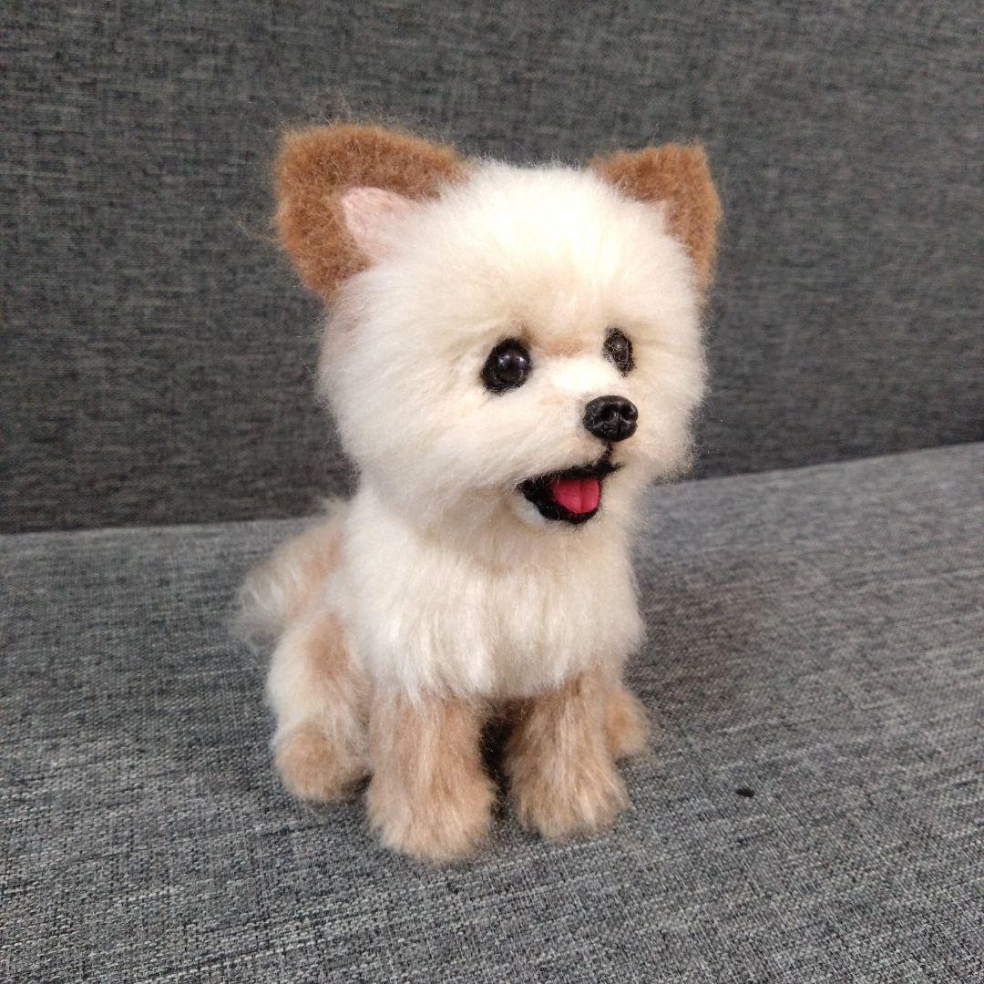 chama　羊毛フェルト＋毛糸　MIX　犬　ハンドメイド