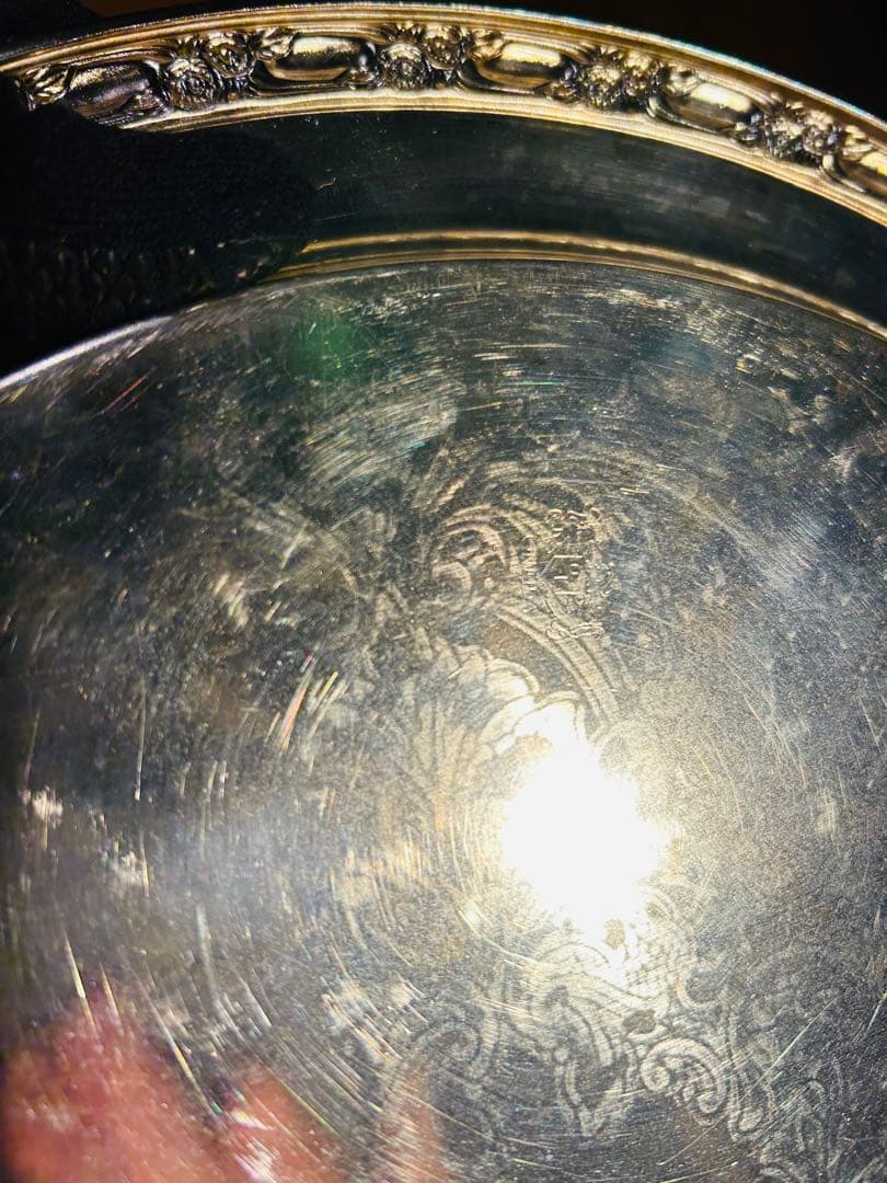 USAアンティーク】 シルバープレート　大皿　トレー　トレンチ