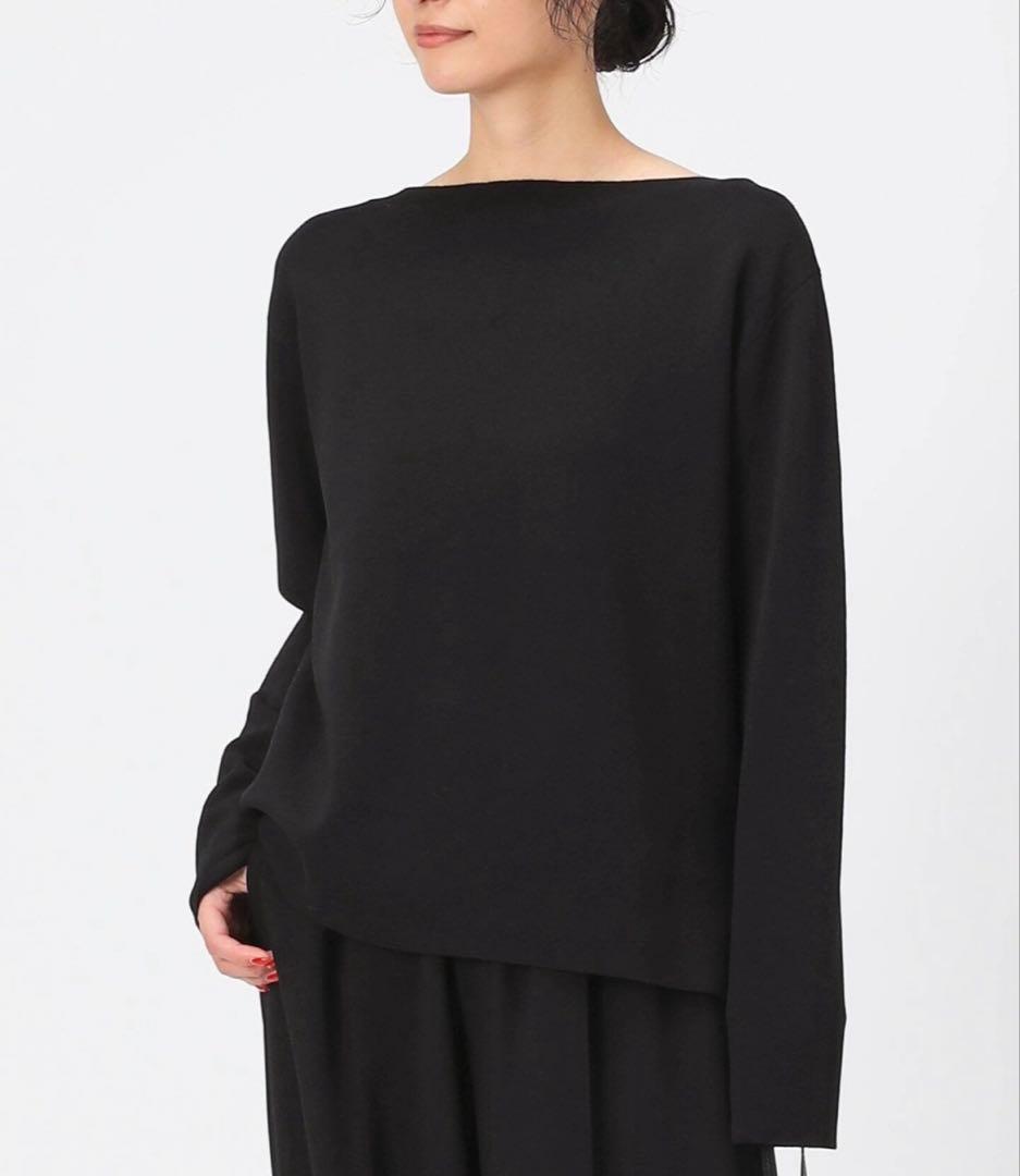 AP STUDIO TR ミラノリブプルオーバー ブラック ボートネック