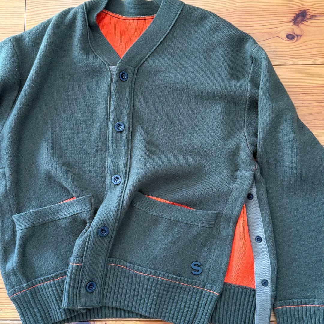 トップス sacai cotton cashmere cardigan khaki 1