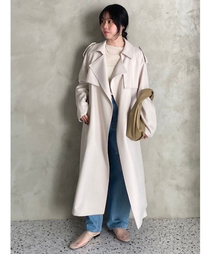Mila owen 【WEB限定00サイズ】共ベルト付肩章デザイントレンチコート