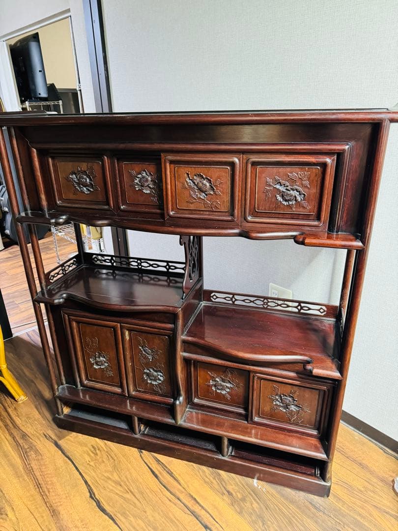 福岡発　民藝家具　和風家具　飾り棚　昭和レトロ　木製彫刻　希少　ビンテージ