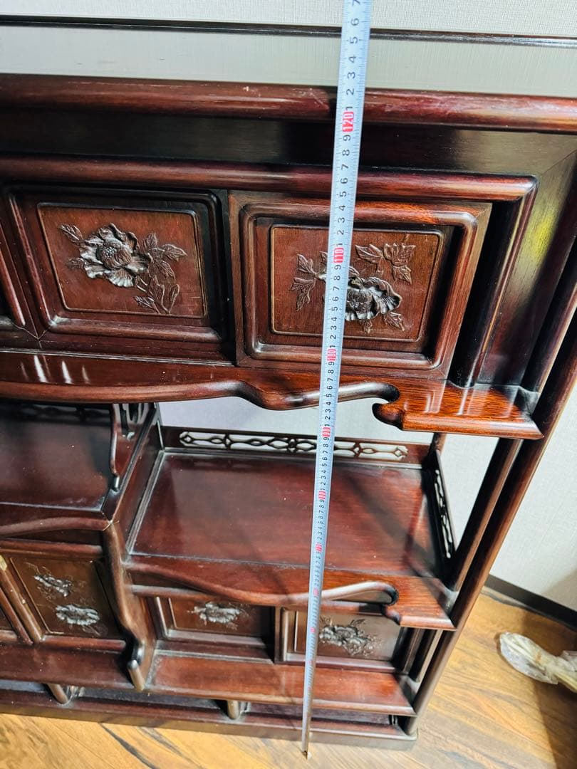 福岡発　民藝家具　和風家具　飾り棚　昭和レトロ　木製彫刻　希少　ビンテージ