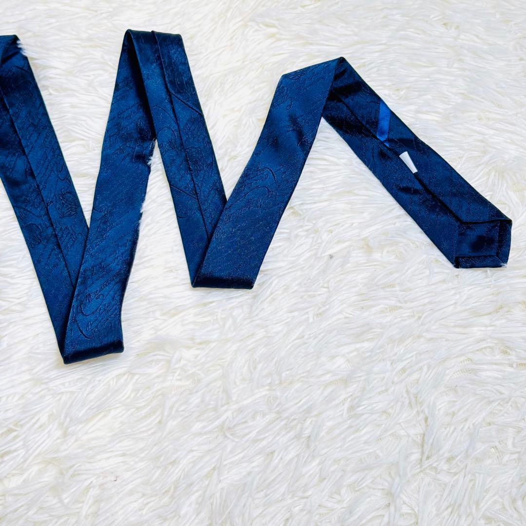 未使用品級✨ ベルルッティ カリグラフィ ネクタイ ネイビー 剣幅7.5cm