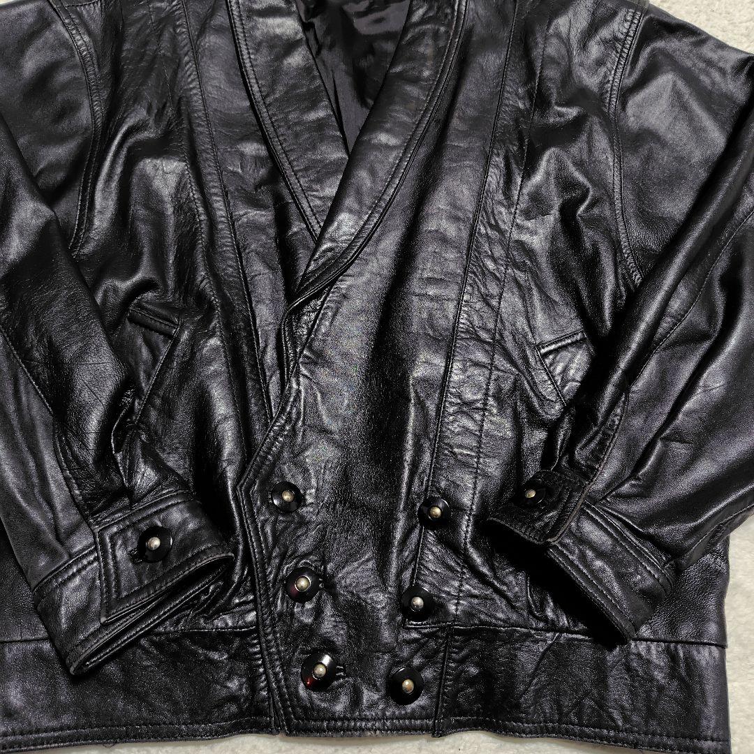 Lucky レザージャケット ライダース 短丈 黒 サイズL ボンバー