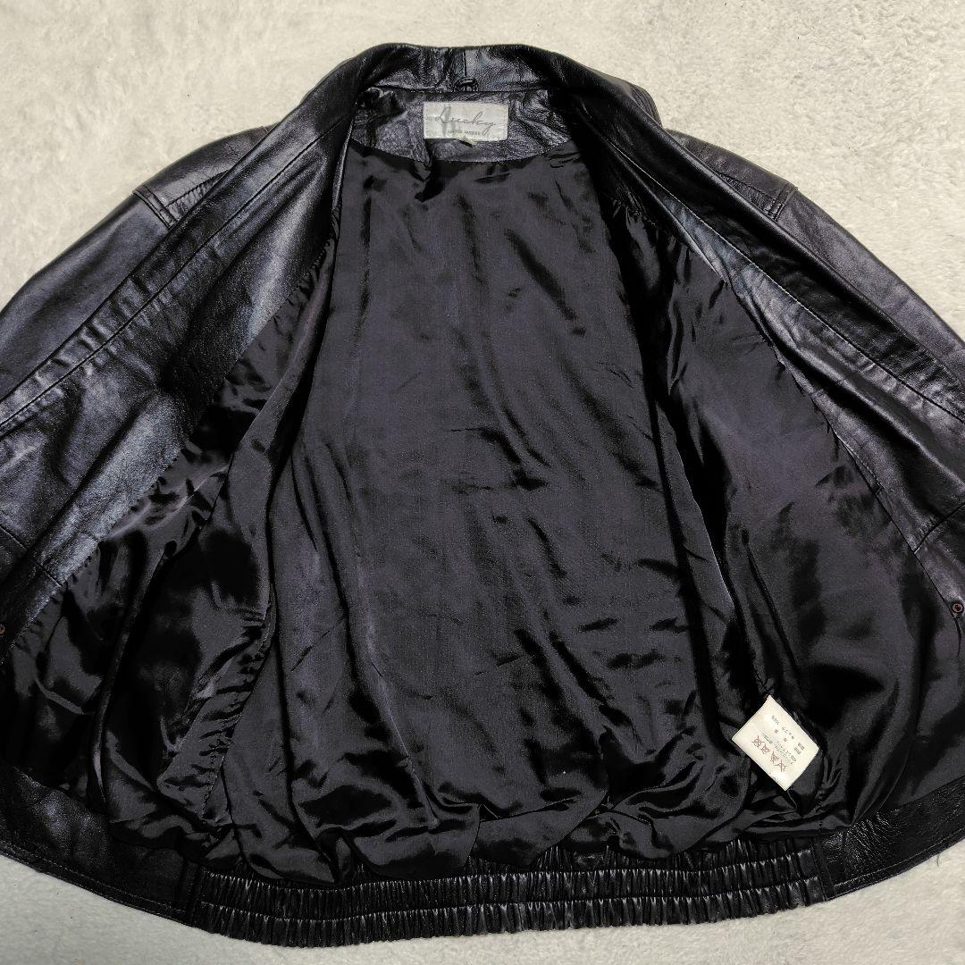 Lucky レザージャケット ライダース 短丈 黒 サイズL ボンバー