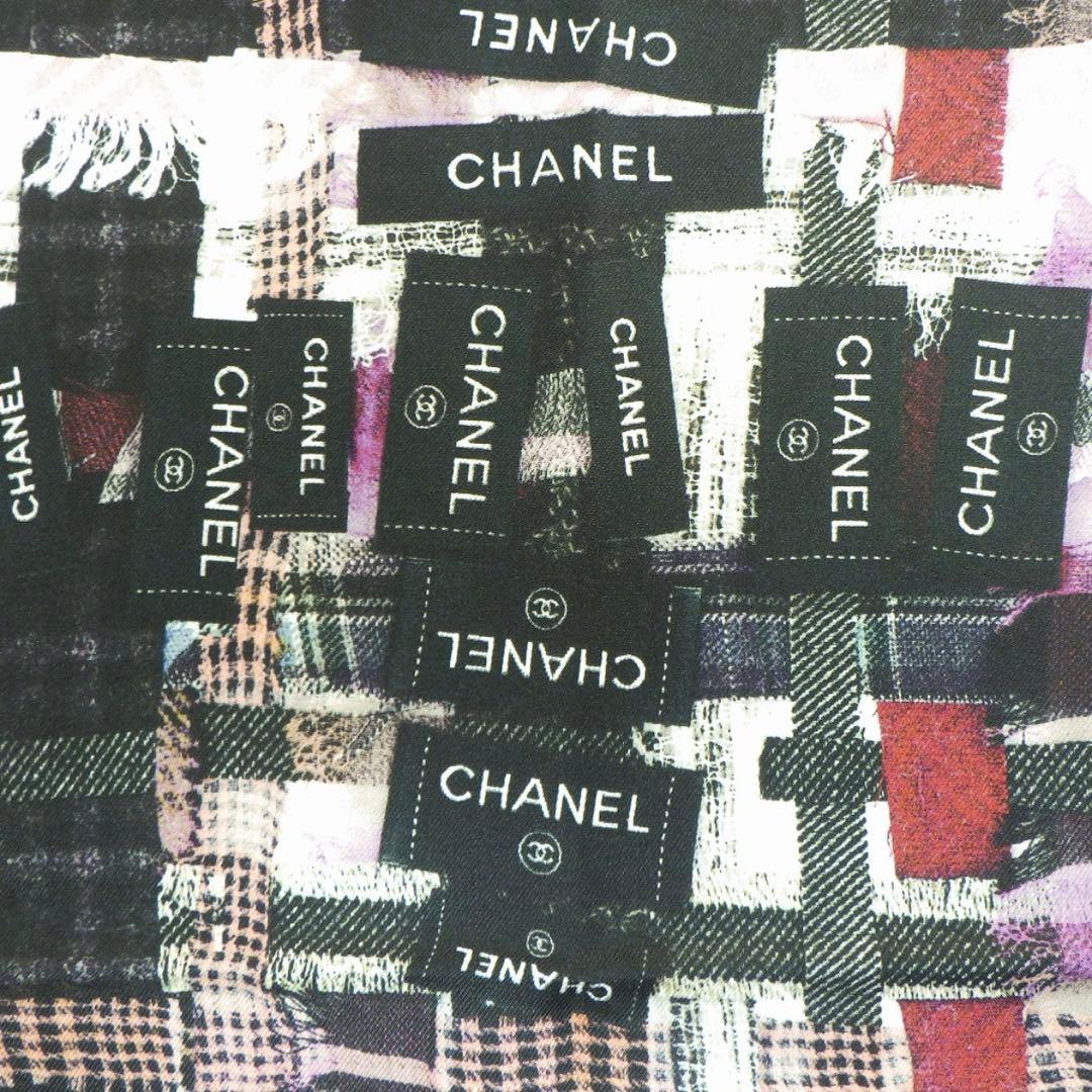 CHANEL シルク100% チェック柄スカーフ