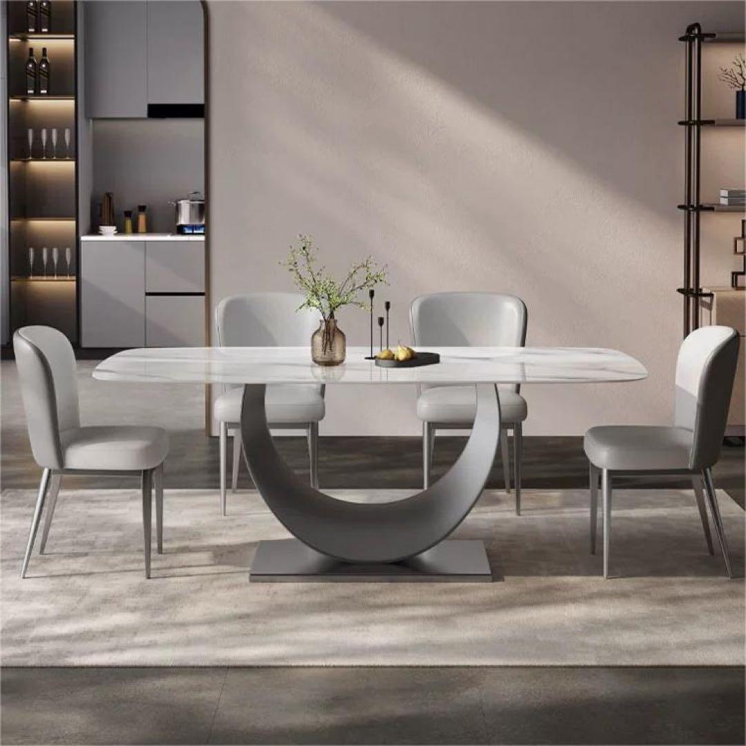 ダイニングテーブルセット 大理石調 アート脚デザイン モダン