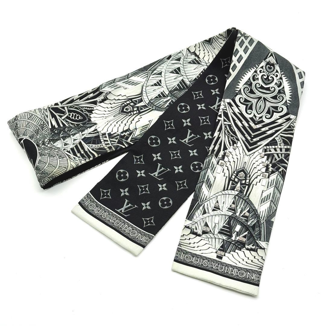 ルイヴィトン バンドー スカーフ シルク LV ビルディング モノグラム 希少