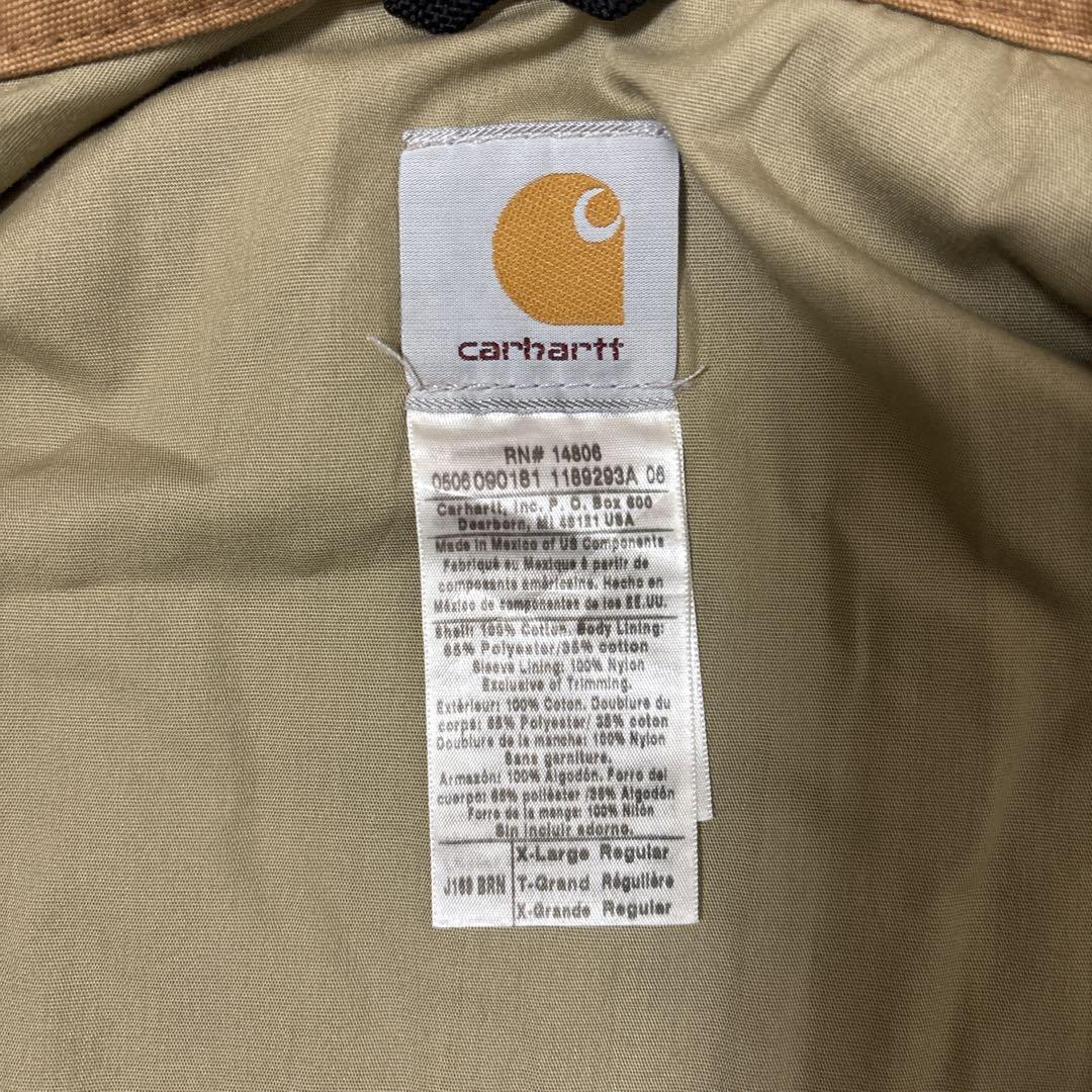 16]メキシコ製カーハート レザーロゴフルジップ ダック地ジャケットブルゾン古着