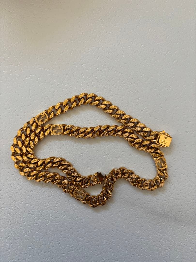 GUCCI インターロッキング ネックレス ゴールド ゴルメットチェーン 喜平