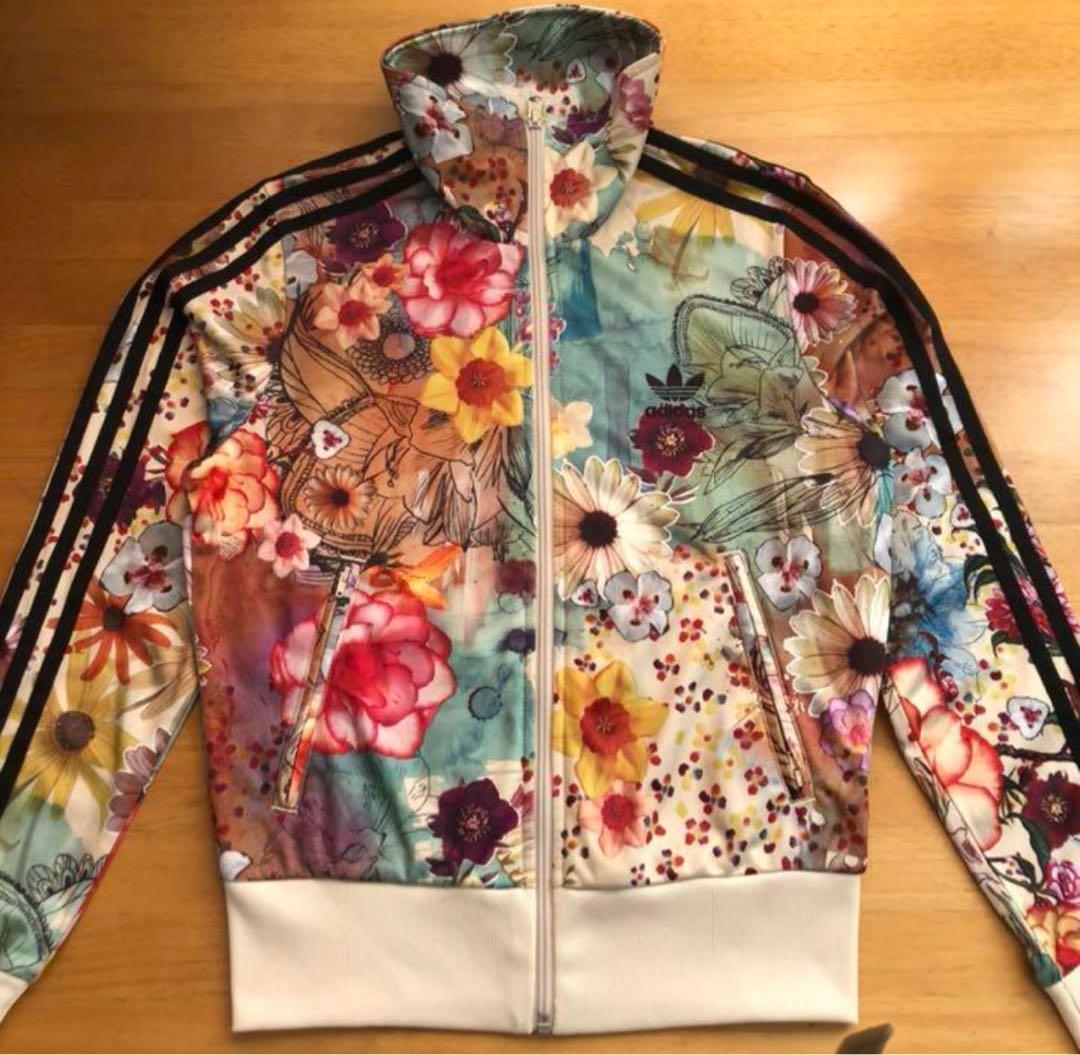 美品 アディダス トラックジャケット ボタニカル 花柄 ジャージ レディース L