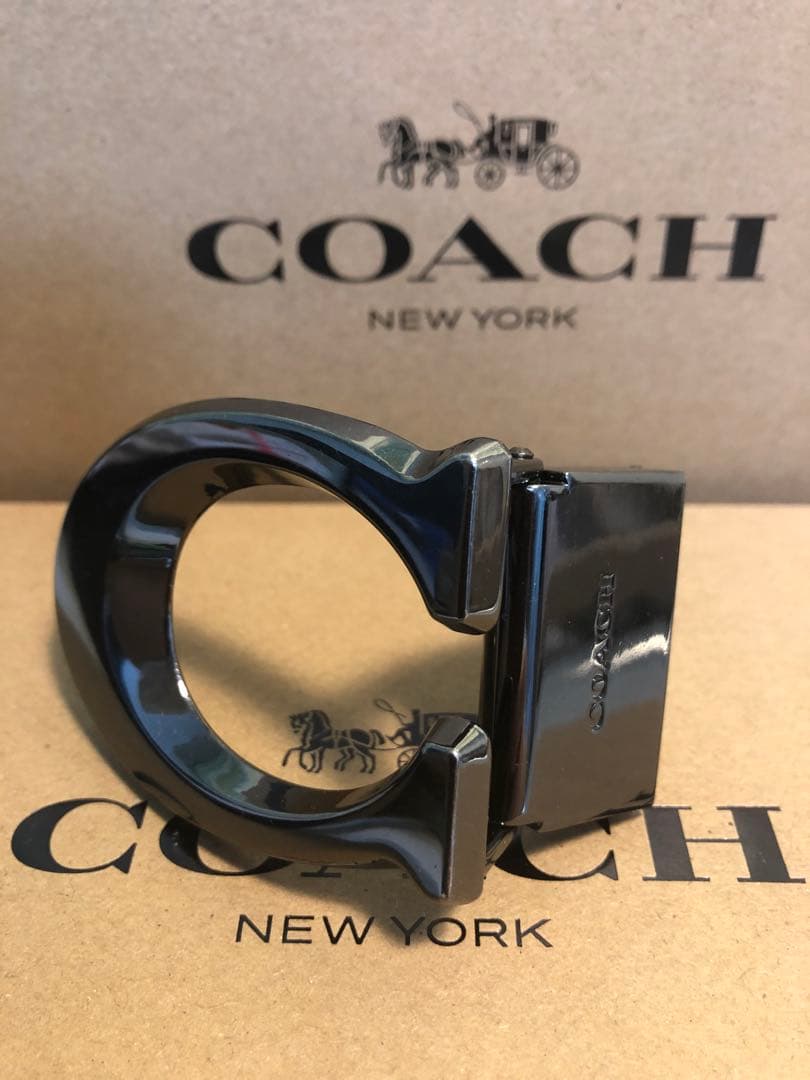 12月セールCOACHコーチ新品正規品リバーシブルレザーベルト　回転バックル2個