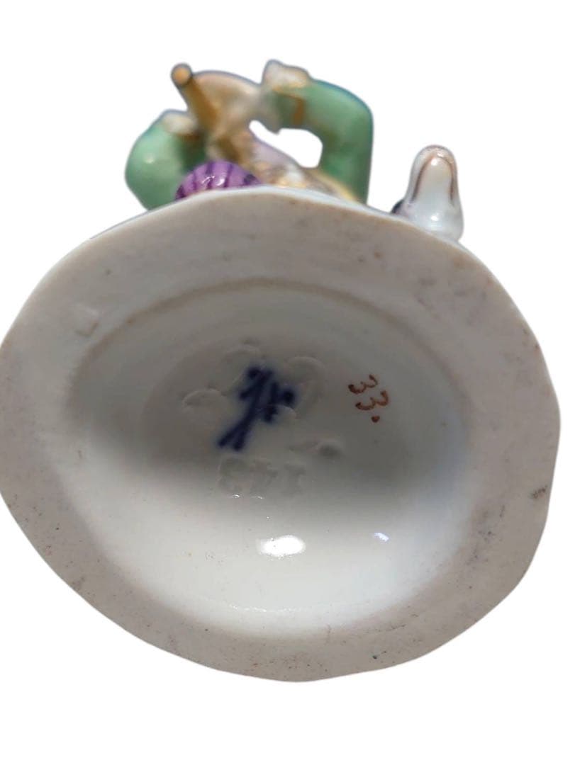 美品　マイセン　フィギュリン　笛吹き少年と犬