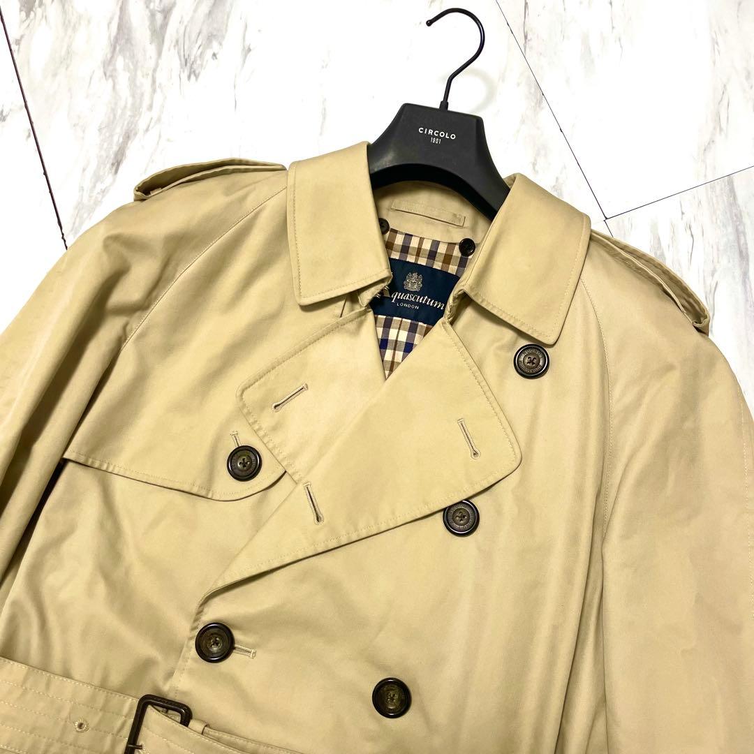 美品 XL相当⭐️アクアスキュータム トレンチコート ベージュ 英国製