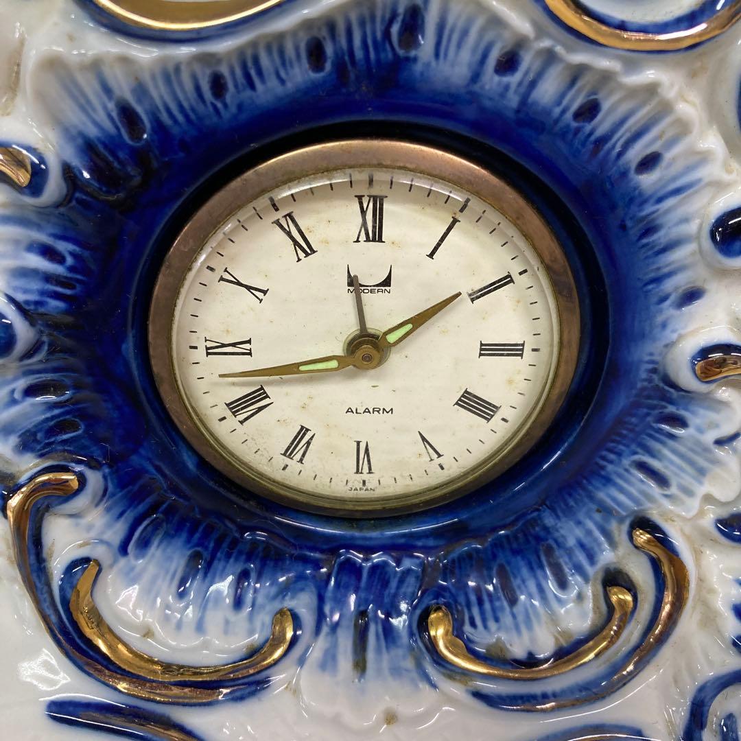 E3 ジャンク品 置き時計 陶器製 ロココ調 フィギュリン 貴婦人 アンティーク