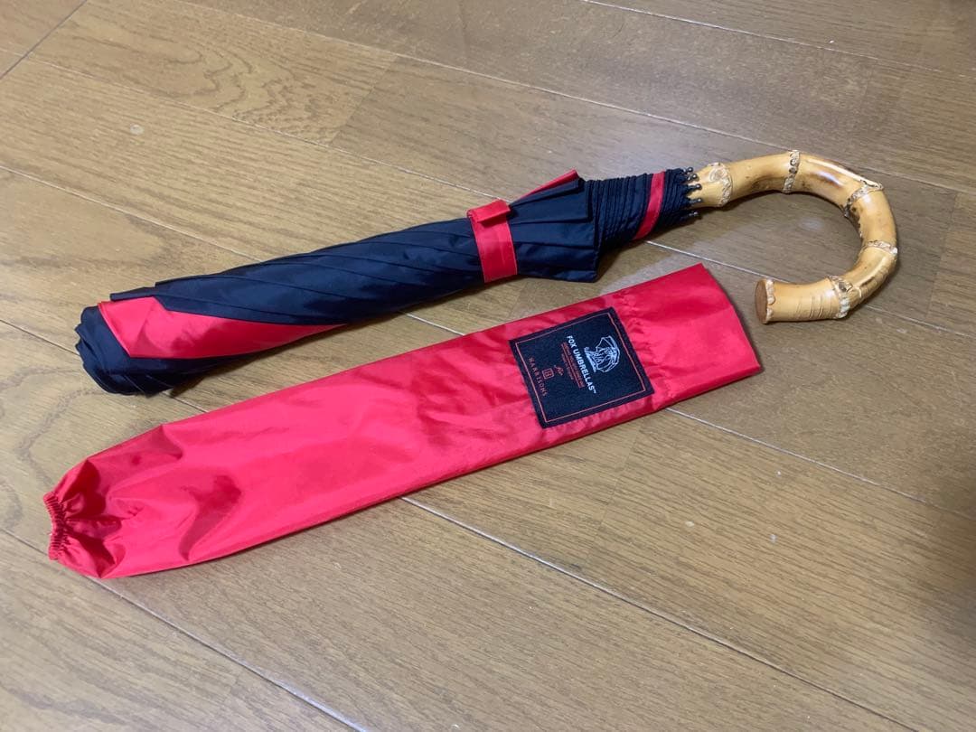 FOX UMBRELLAS 黒赤 折りたたみ傘 HARRISONS