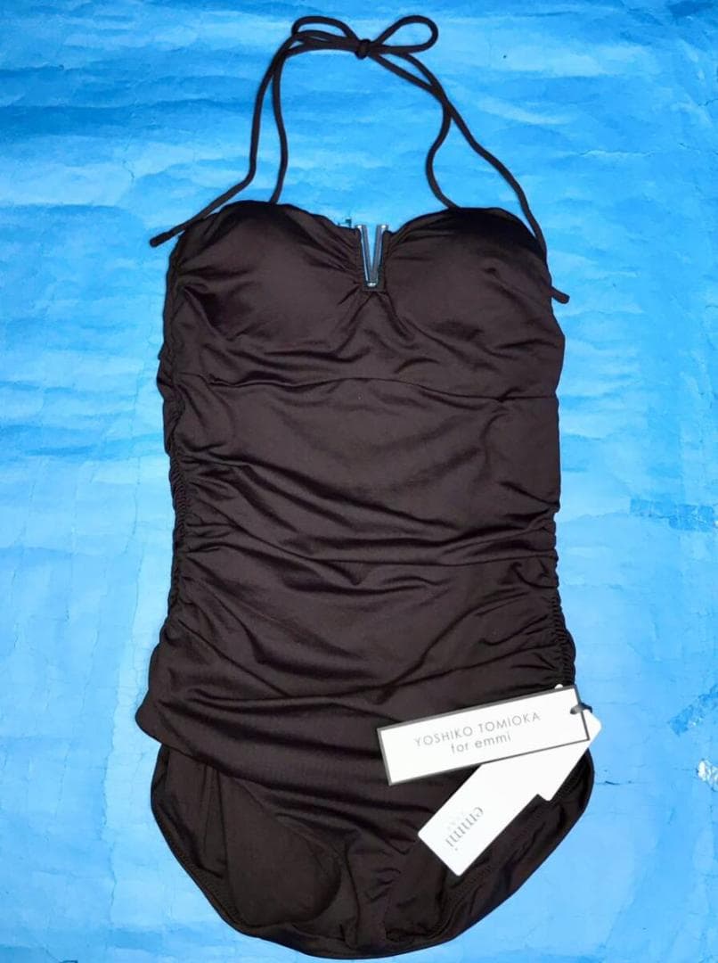 YOSHIKO TOMIOKA for emmi★ワンピース型水着 サイズ１濃茶