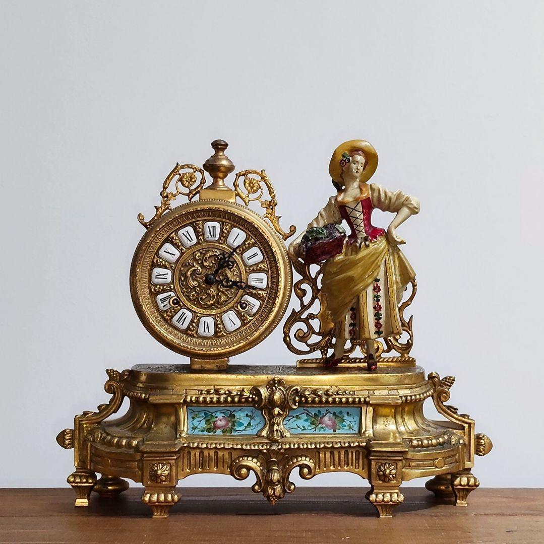 機械式 アートクロック アンティーク 置時計 4.7kg ヨーロピアン 訳有