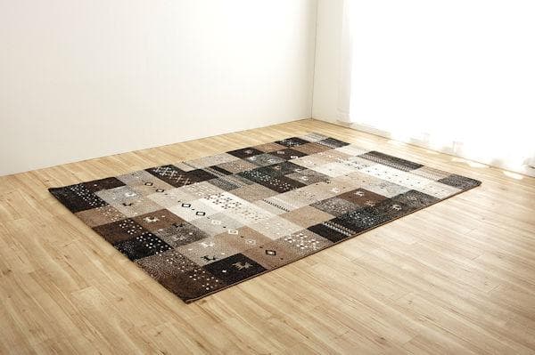 ギャッベ柄トルコ製ウィルトン織カーペット 133x190cm ラグ 絨毯（34）