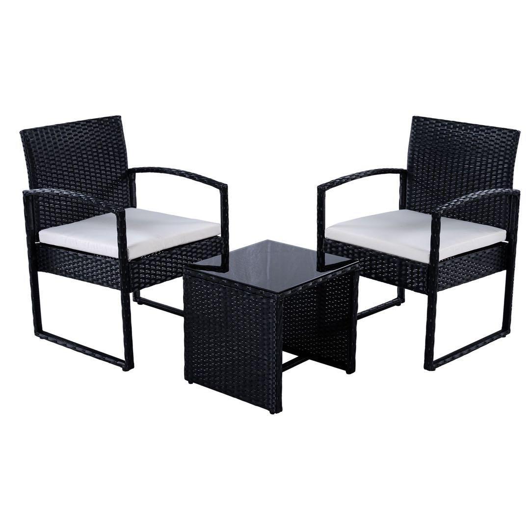 ラタン調 ガーデンファニチャー 3点 テーブル チェアー ベランダ 屋外家具