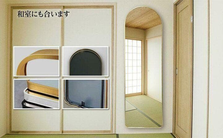 スタンドミラー 姿見鏡 全身鏡 全身 大型 鏡 壁掛け アーチ形 銀1127