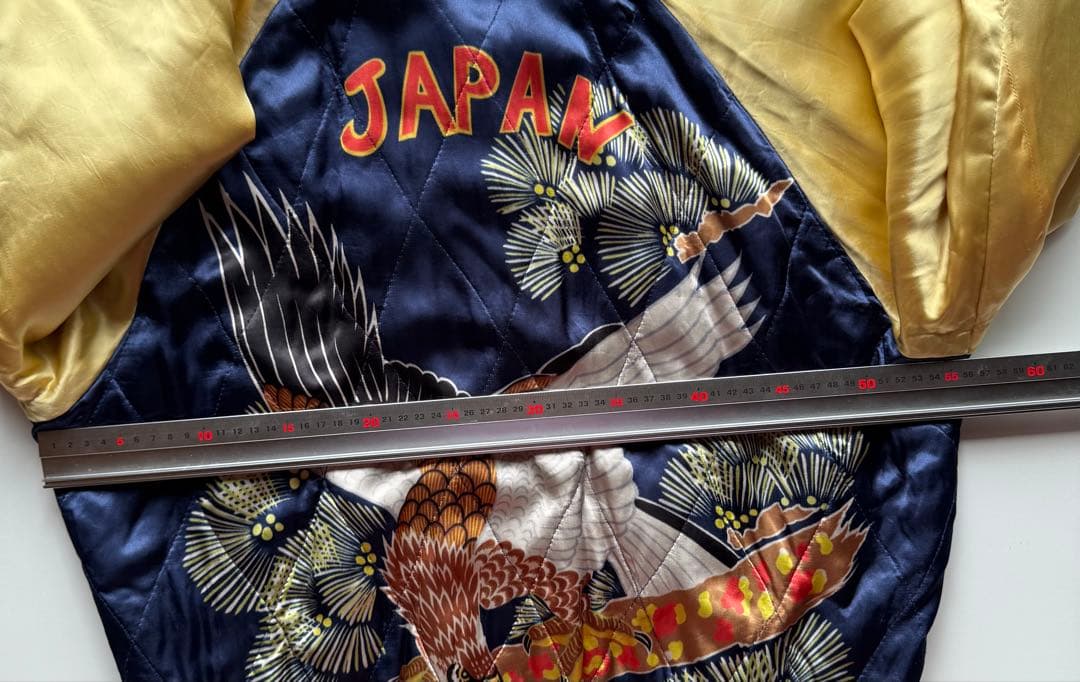 ヴィンテージ・ビンテージ品★ ウエアハウス刺繍スカジャンゴールド ワインレッド