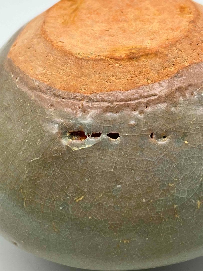 元時代 青磁 龍泉窯小壺　茶入　茶道具　水指 酒器 唐物　古物(F-97）