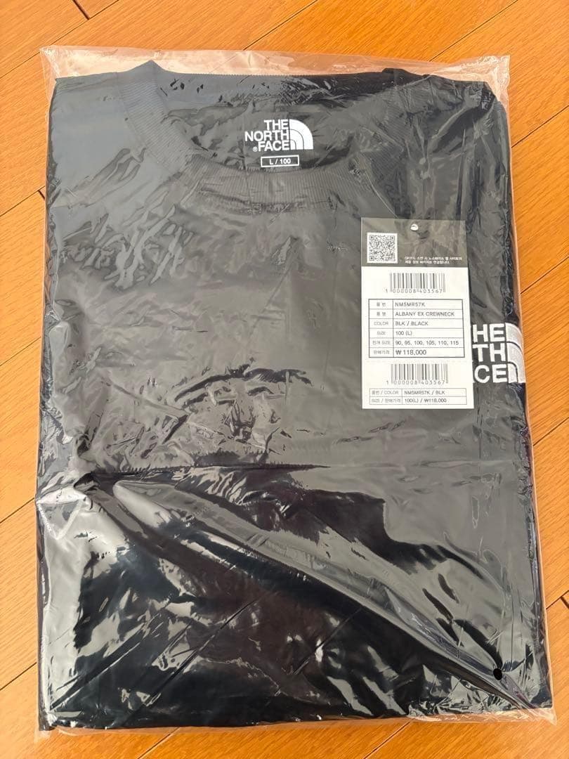 韓国限定ノースフェイス アルバニー EX クルーネック　黒　長袖 Lサイズ