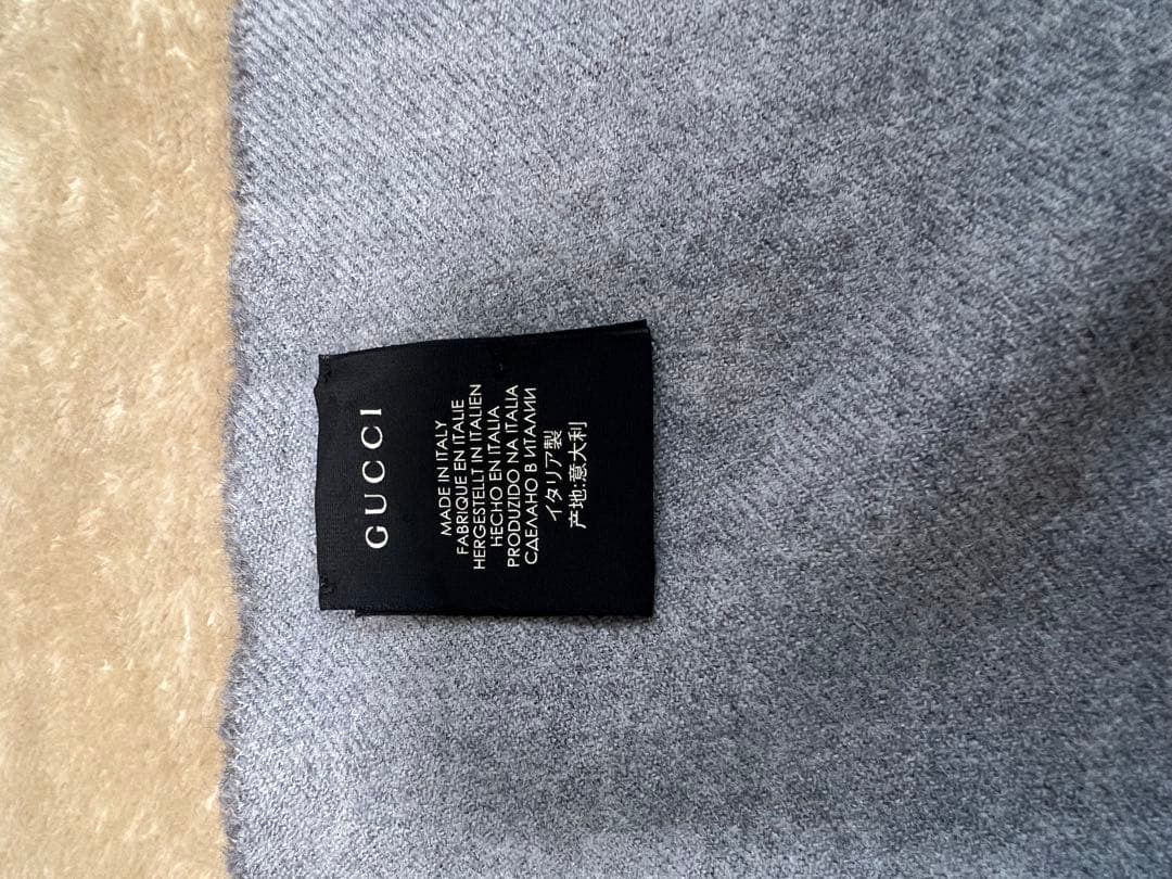 【美品】GUCCI ウールマフラーグレー　イタリア製