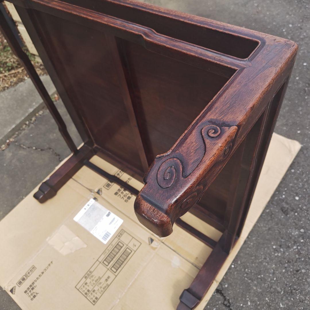 昭和レトロ 大正ロマン　無垢材　木彫　座卓　ちゃぶ台 　古家具　当時物　送料込