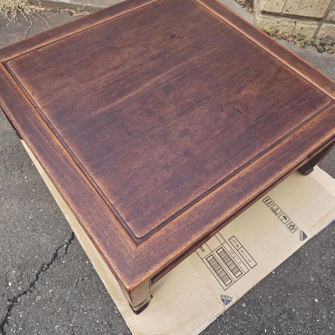 昭和レトロ 大正ロマン　無垢材　木彫　座卓　ちゃぶ台 　古家具　当時物　送料込