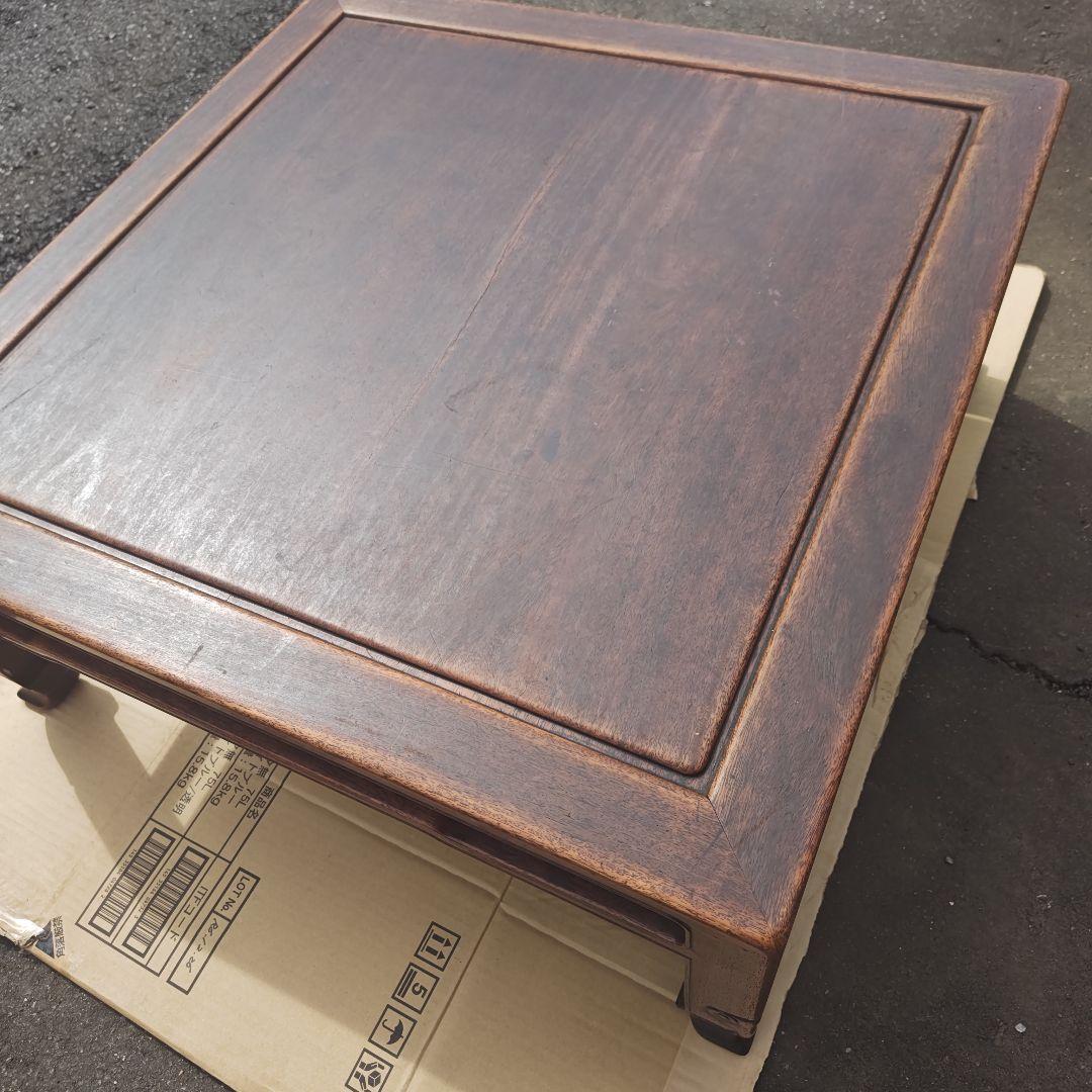 昭和レトロ 大正ロマン　無垢材　木彫　座卓　ちゃぶ台 　古家具　当時物　送料込