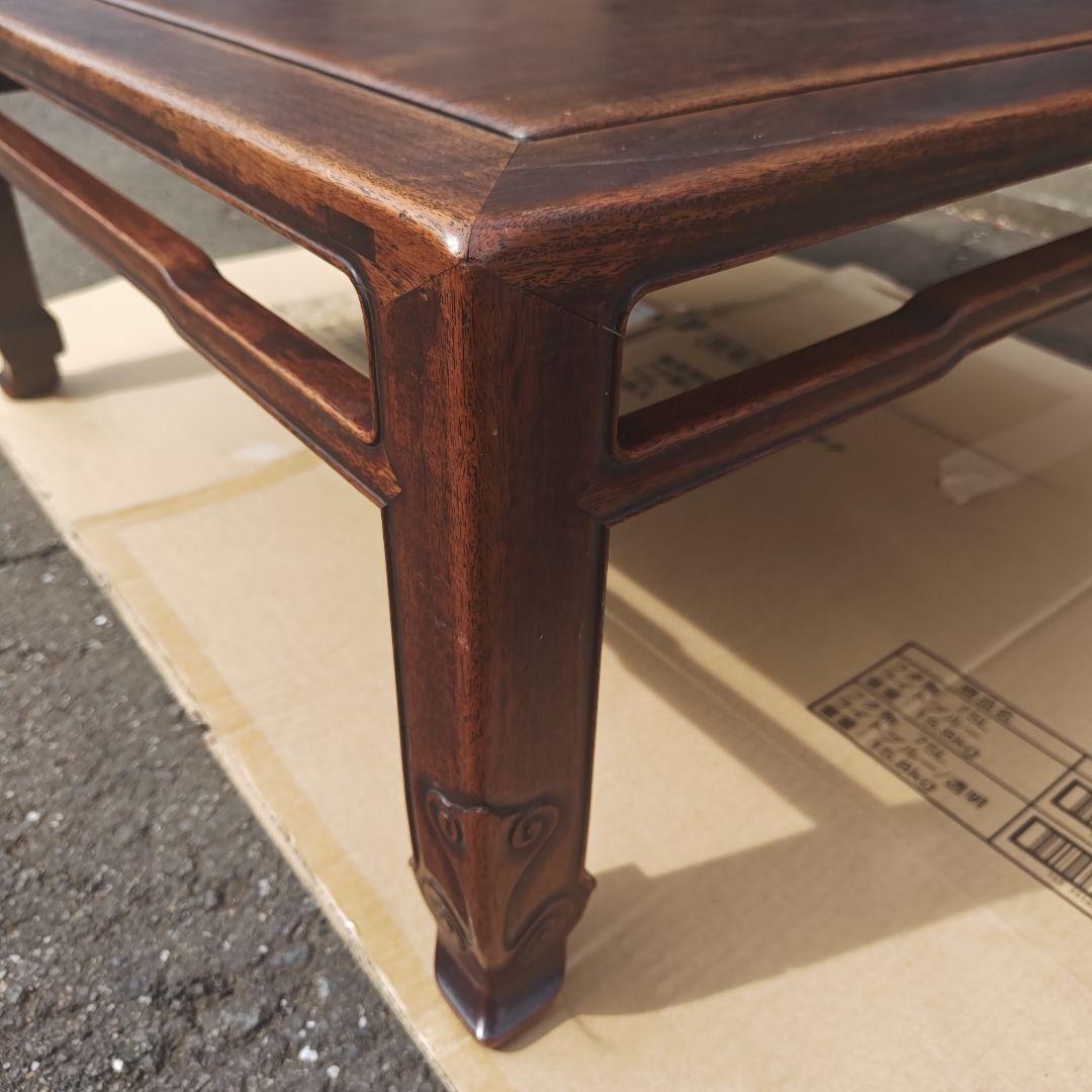 昭和レトロ 大正ロマン　無垢材　木彫　座卓　ちゃぶ台 　古家具　当時物　送料込