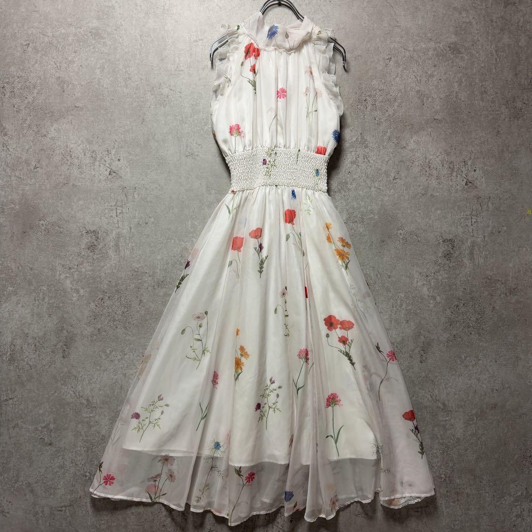 SNIDEL スナイデル　バックリボンシフォンワンピース 極美品　ワンピース　花