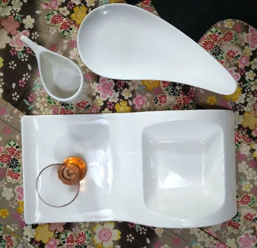 ♥豪華に高級ホテル演出⬛【オリジナルウエーブ長大皿演出セット】♥４種２組計８点