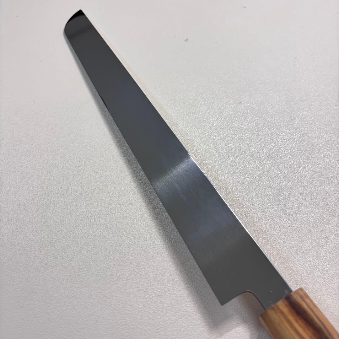 270mm 先丸柳刃包丁 鏡面　オリーブ材八角柄 刺身包丁 「全鋼」'ᙁ