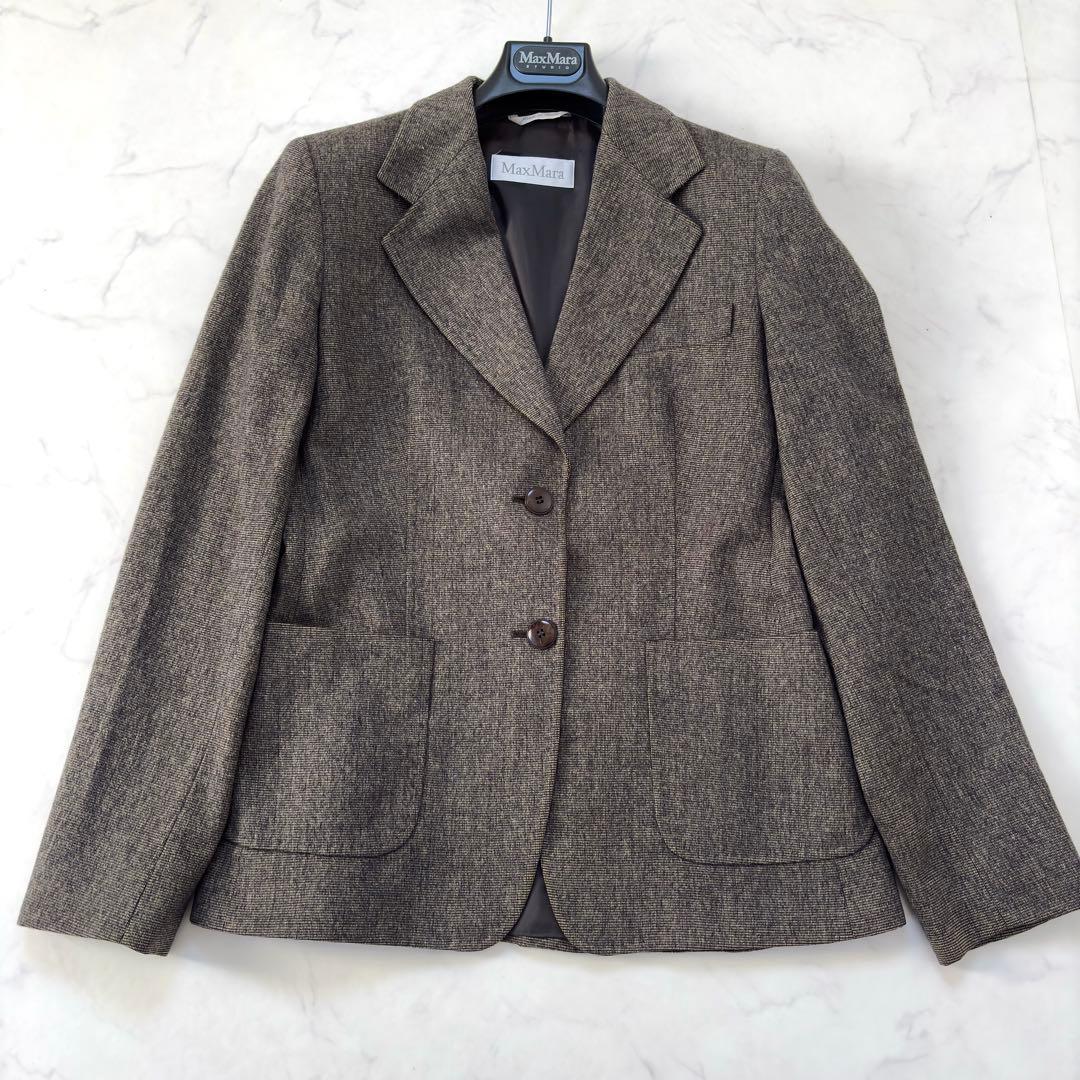 大きいサイズ✨マックスマーラ 【白タグ】パンツスーツ アンゴラ混 42/40