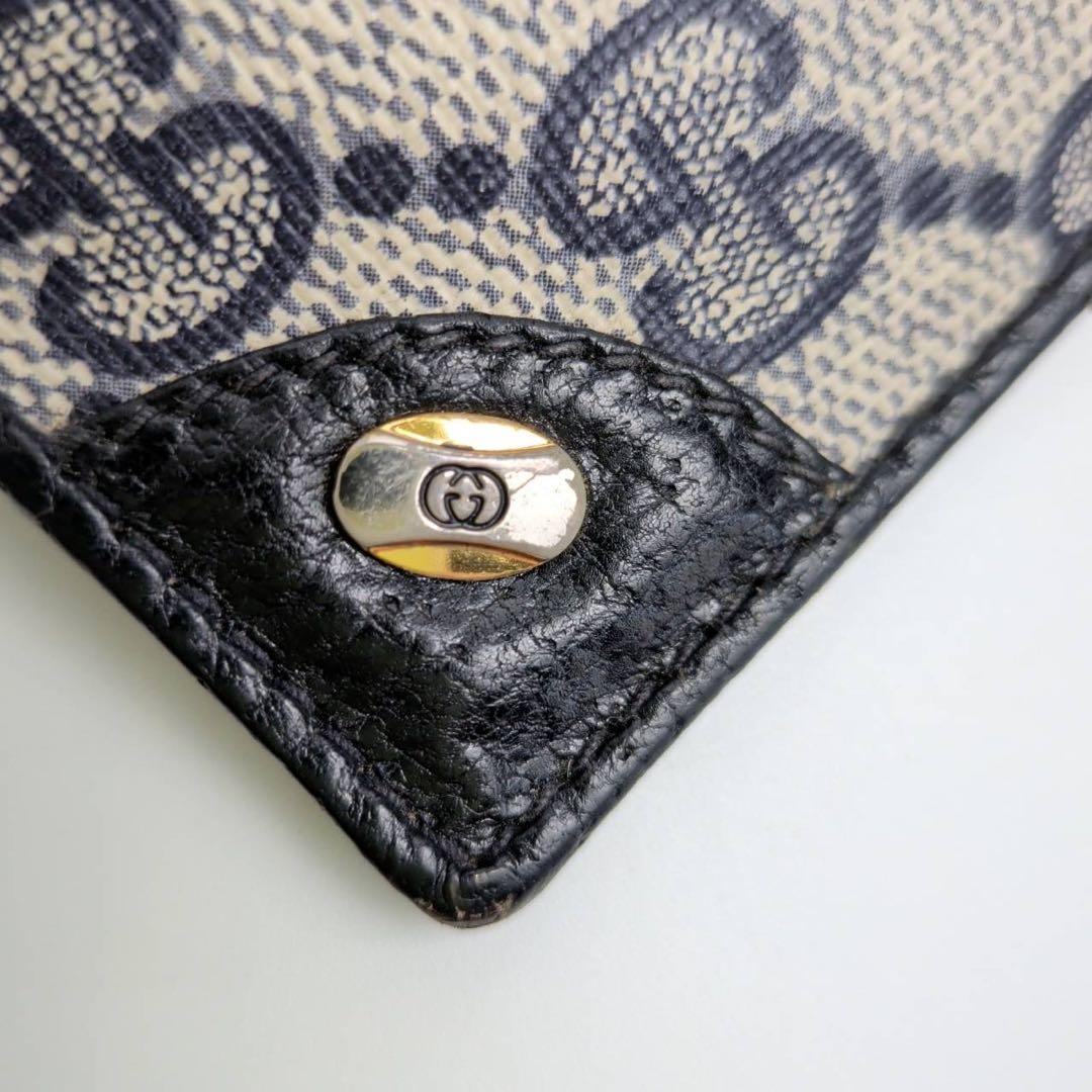 GUCCI グッチ　二つ折り財布　シグネチャー　PVC ブラック