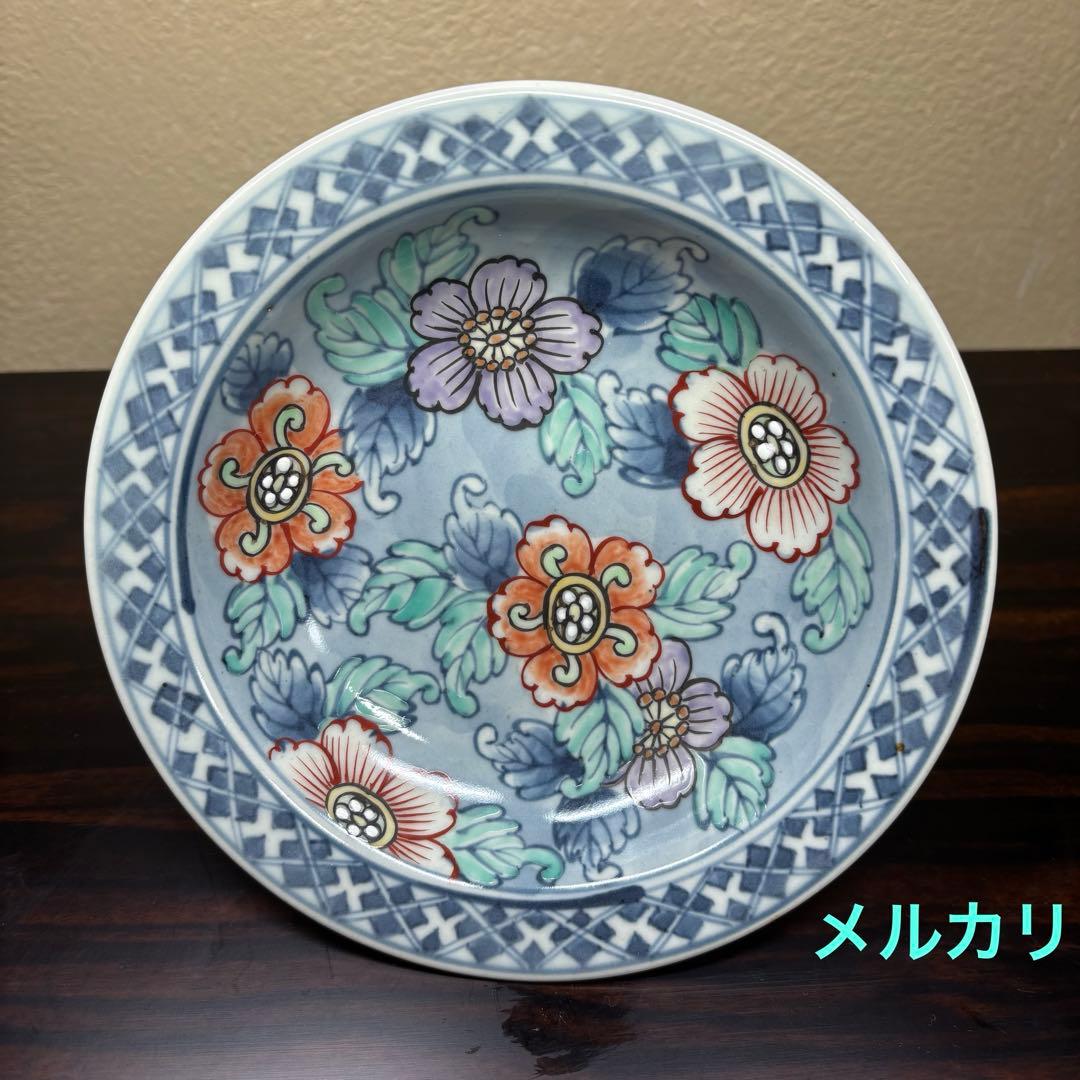 佐藤走波　染錦花文　高台皿　1客