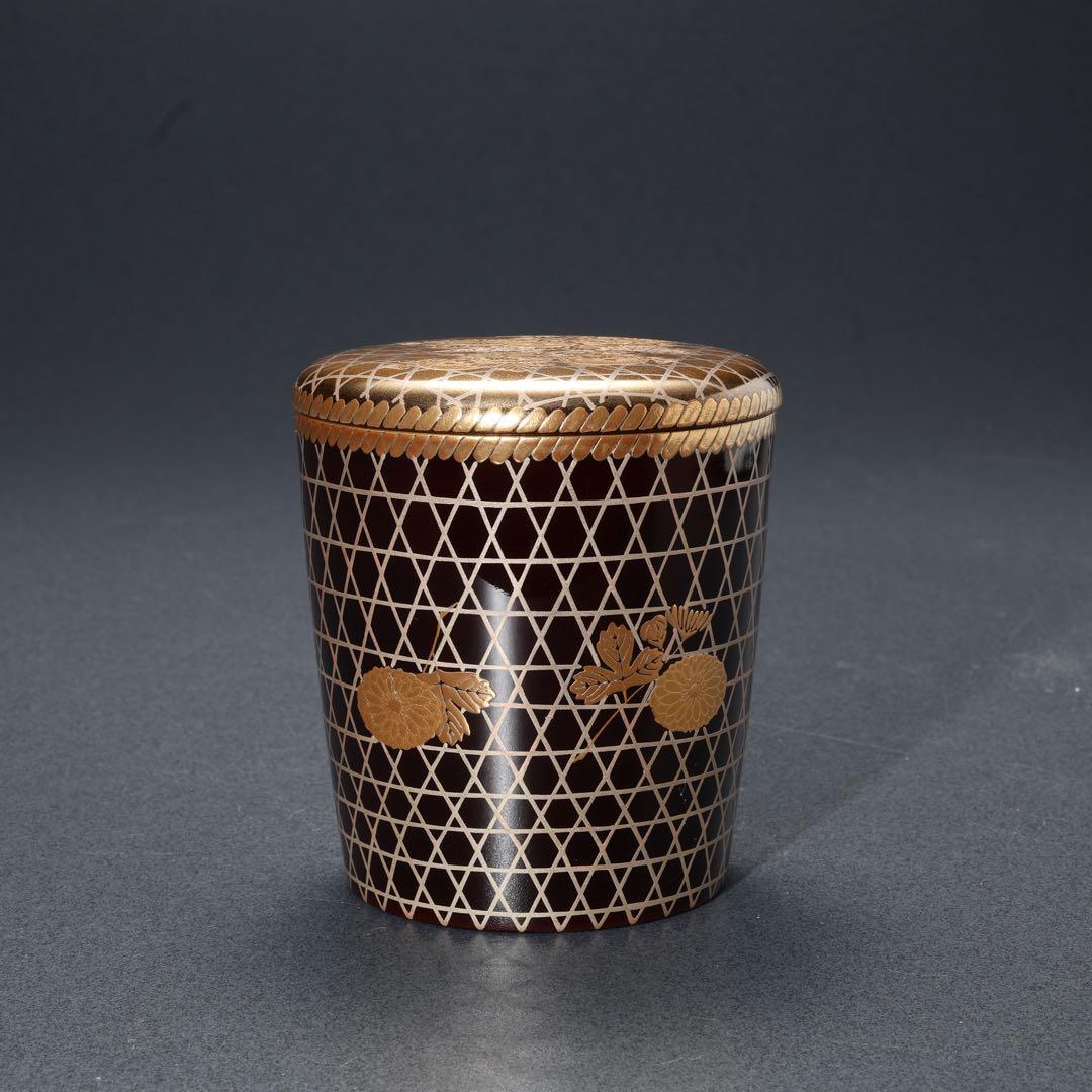 末広茶器　棗　菊籠　一斎　共箱　R1686