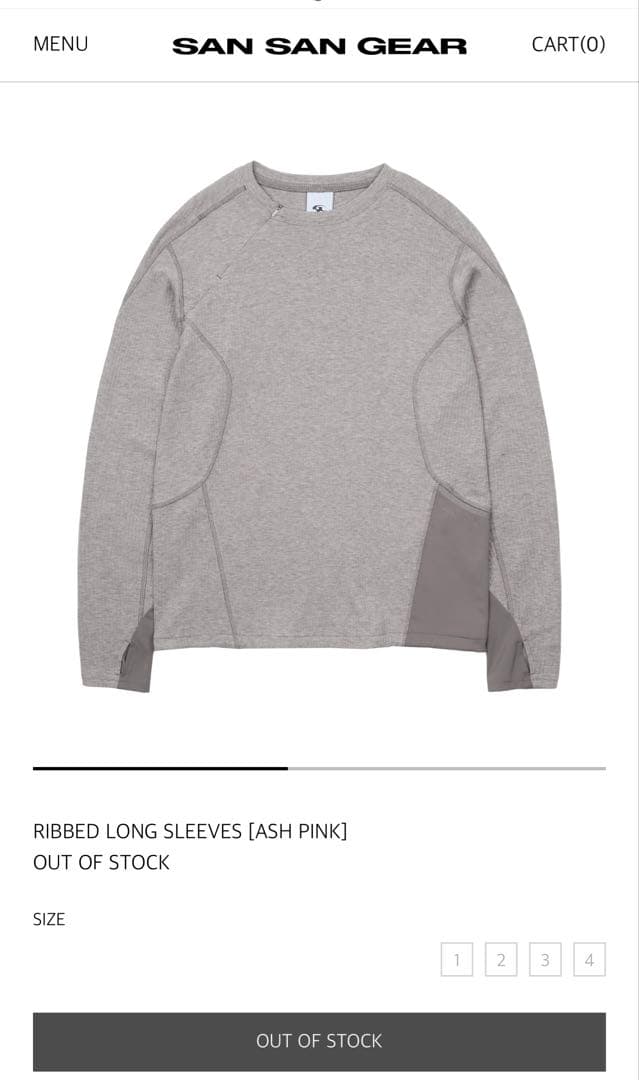 トップス sansangear ribbed long sleeves ash pink