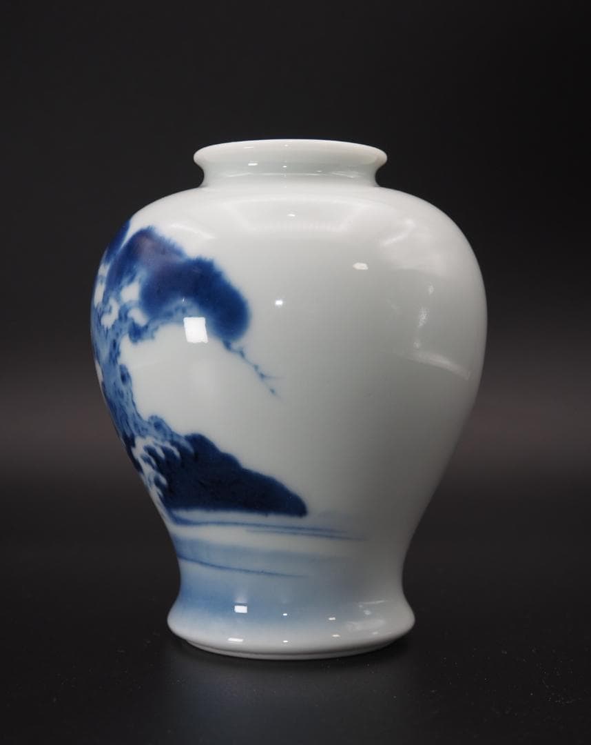 真葛香山 宮川香山 青華老松図 花瓶